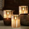 Itopfox Glass Battery Operated LED Flameless Candles with Remote Timer Real Wax Flickering Warm Light for Home Party Decor 3 Piece Gold D3in H4in - 2 of 4