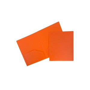 JAM Paper Heavy Duty Plastic Two-Pocket School Folders Orange 108/Pack 383HORB - 1 of 4