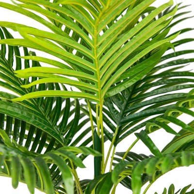 48" Green Artificial Palm in Black Ribbed Metal Planter