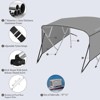 3/4 Bow Bimini Tops with Mesh Sidewalls, Boat Canopy with Support Poles, Marine Grade Pu Coating Canvas, 2 Straps, 2 Rear Support Poles, Zippered Boot - 3 of 4