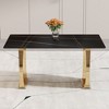 CENGHU Modern Rectangular Dining Table with 0.4" Patterned Tabletop and Gold Legs,  63" *31.4" *30" Kitchen Table for Kitchen, Dining Room - 3 of 4