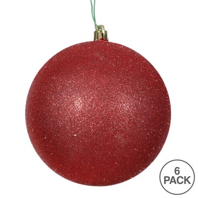 Red Glitter Shatterproof Plastic Christmas Ball Ornaments Set