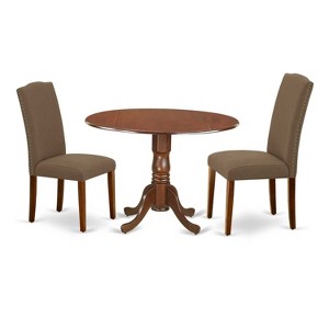 Round Kitchen Table Set 42 Inch with Parsons Chairs - Classic Charm Dining Set - Dark Coffee Finish - 1 of 4