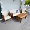 Fortune Candy Indoor/Outdoor Acacia Wood Sofa Set with Cushions, Brown Conversation Furniture - 2 of 4