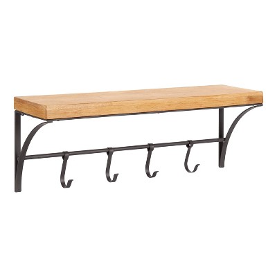 Rustic shelf with hooks sale