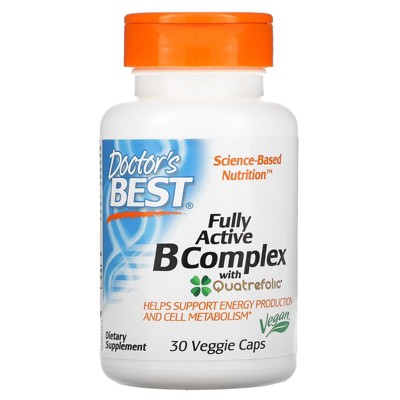 Doctor's Best Fully Active B Complex with Quatrefolic, 30 Veggie Caps, Vitamin B