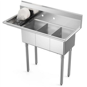winado 3 Compartment 304 Stainless Steel Sink With Left Side Drainboard - 1 of 4