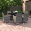 vidaXL Patio Dining Set 7 Piece with Cushions Poly Rattan and Glass - Gray 55.1" Table Length 6 Chairs - 2 of 4