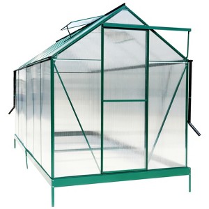 Polycarbonate Greenhouse, Aluminum Walk-in Greenhouses with Raised Base, Plant Greenhouse with Rain Gutter for Outdoor Garden Backyard - 1 of 4
