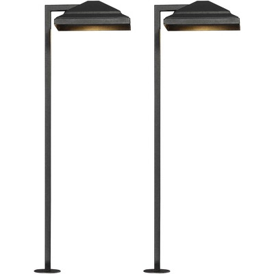 John Timberland Basset 23"H Textured Black LED Landscape Path Light Set of 2