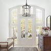 LNC Ribbon 4-Light 13.5" Farmhosue Cylinder Small Chandelier, Brushed Black and Antique Brown Wood - 4 of 4