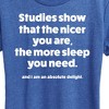 Women's - Instant Message - Studies Show Nicer More Sleep Short Sleeve Graphic T-Shirt - 2 of 4