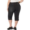 Agnes Orinda Women's Plus Size Fashion Denim Frayed Hem Washed Jeans Capri - 4 of 4
