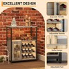 3-Tier Wine & Coffee Bar Cabinet with Storage Door, Liquor Cabinet with Wine Rack & Glass Holder for Kitchen, Dining Room, Living Room, Grey - 4 of 4