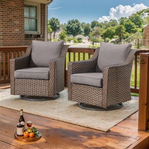 Outdoor Swivel Chair Patio Glider Chair with Soft Cushion High Back Chair - 1 of 4