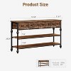 Nasitip 52" Retro Brown 3-Tier Console Table with 3 Storage Drawers, Industrial Metal Sofa Table, Entryway & Living Room Table - 2 of 4