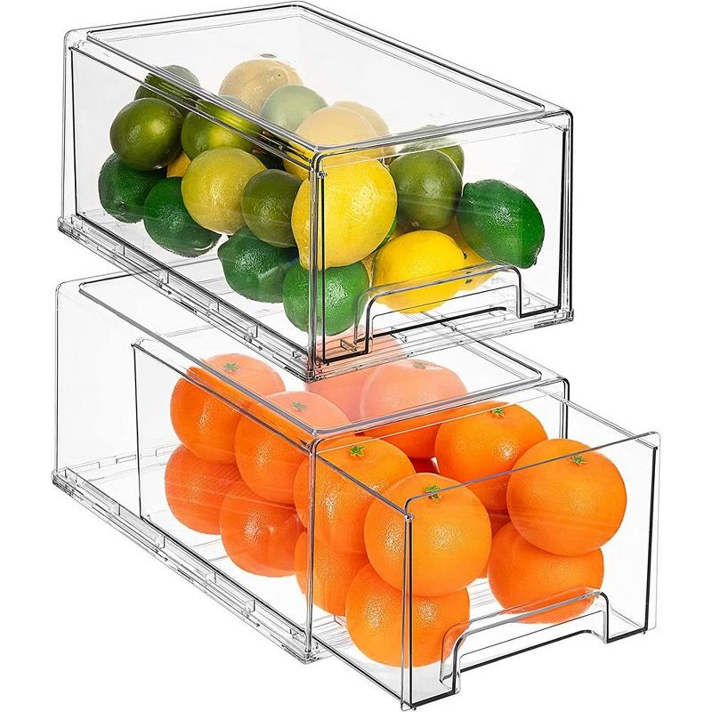 Sorbus 2 Pack Large Clear Stackable Pull-Out Drawers - Organization and Storage Containers for Kitchen, Pantry, Bathroom and More, 1 of 8
