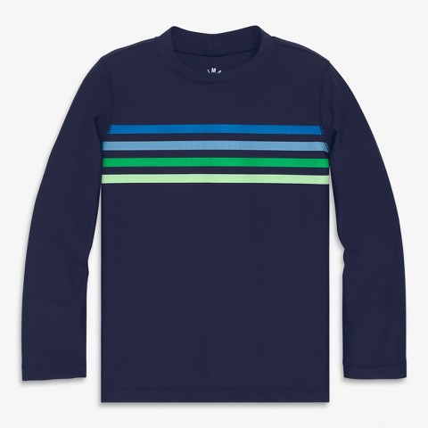 Primary Kids Tonal Banner Long Sleeve Rash Guard In Navy Multi Banner Size 6-7