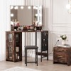 Modern Corner Vanity Desk & Stool Set –With LED Lighted Mirror, Built-In Charging Station & Cabinet for Bedroom - 2 of 4