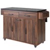 Zeus & Ruta Kitchen Island on Wheels with Drop Leaf, Trash Can Storage, Spice Rack, Towel Rack & Adjustable Shelf - 2 of 4