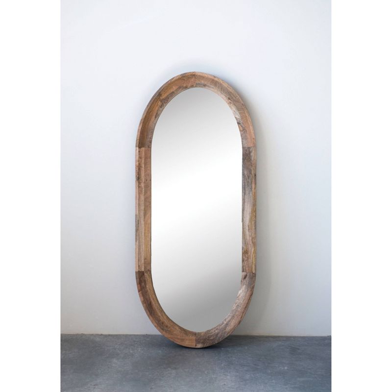 Storied Home Oval Wood Framed Wall Mirror Natural, 4 of 9
