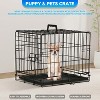 FDW Dog Crate for Small Dogs 18 Inch Folding Metal Wire Pet Cage Double Door W/Divider Panel Indoor Outdoor Kennel Leak-Proof Plastic Tray, Black - 4 of 4