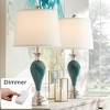 Regency Hill Arden Coastal Table Lamps 25" High Set of 2 Green Blue Glass Twist with Table Top Dimmers Empire Shade for Bedroom Living Room Bedside - 2 of 4