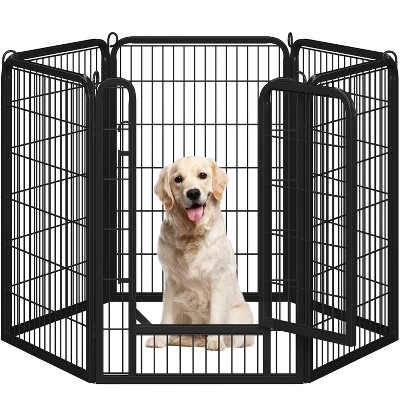 Yaheetech 6 Panels Dog Playpen Panels Metal Dog Cat Exercise Barrier, Black