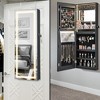 Tangkula LED Mirror Jewelry Cabinet Wall/Door Mounted Organizer Armoire w/ 3 Color Light - 3 of 4