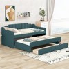 SeaCamel Twin Soft Upholstered Daybed - 3 Storage Drawers & Roll-Out Trundle, Grey, Stylish Cozy for Bedroom/Guest Room - 2 of 4