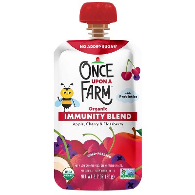 Once Upon a Farm Organic Immunity Blend Apple, Cherry, & Elderberry Kids' Snack - 3.2oz Pouch