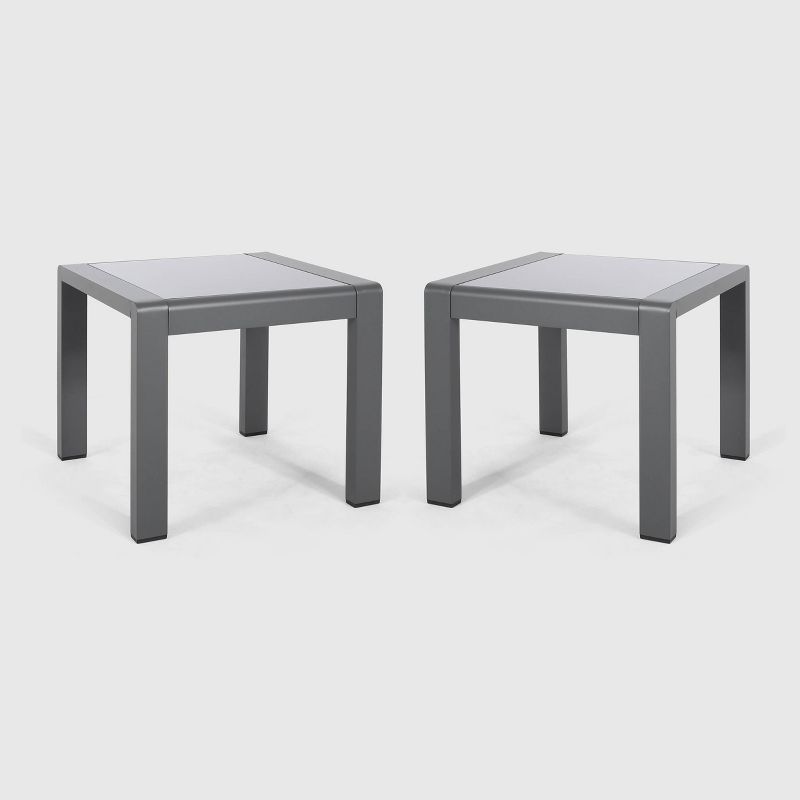 Cape Coral 2pk Aluminum Patio Side Table Gray - Christopher Knight Home, 1 of 6