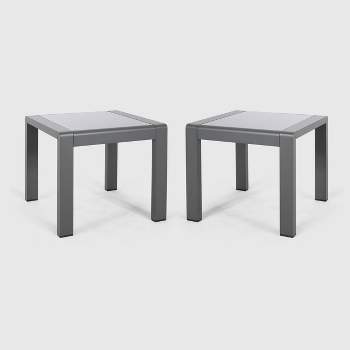 Cape Coral 2pk Aluminum Patio Side Table Gray - Christopher Knight Home