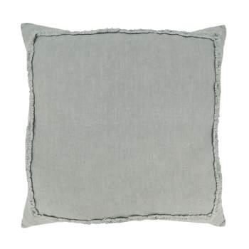 Saro Lifestyle Linen Ruffled Design Throw Pillow, Blue, 20"x20"