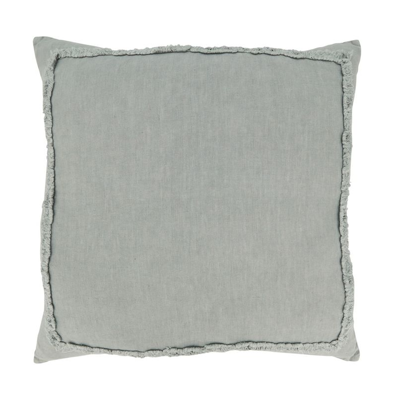 Saro Lifestyle Linen Ruffled Design Throw Pillow, Blue, 20"x20", 1 of 4