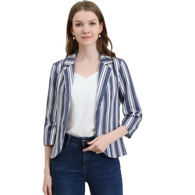 Blue and white striped blazer clearance womens