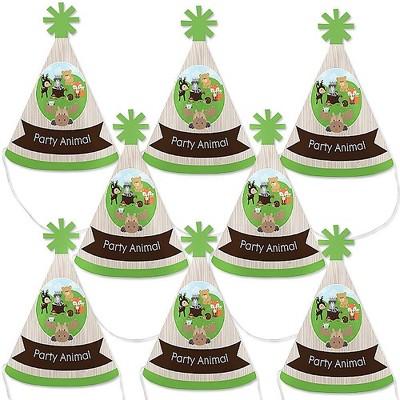 Big Dot of Happiness Woodland Creatures - Mini Cone Baby Shower or Birthday Party Hats - Small Little Party Hats - Set of 8