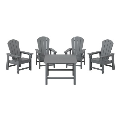 WestinTrends Malibu Kids 5-Piece HDPE Outdoor Square Patio Dining Table and Chairs Set