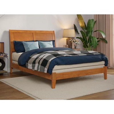 AFI Furnishings Portland Full Foundation Bed with Charging Station in Light Toffee
