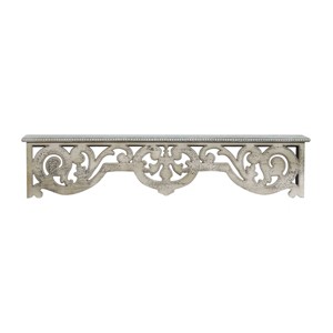 10"x48" Wooden Floral Wall Shelf White - Olivia & May: Farmhouse Style, MDF Construction, No Assembly Required - 1 of 4