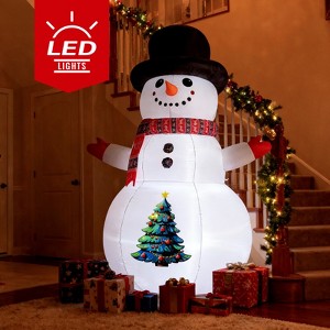 8FT Lighted Christmas Inflatable Snowman with Built-In LED, Outdoor Holiday Yard Decoration - 1 of 4