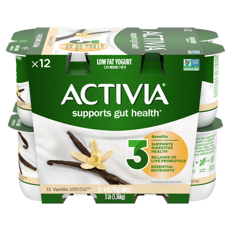 Activia Low Fat Probiotic Vanilla Yogurt - 12ct/4oz Cups, 3 of 12