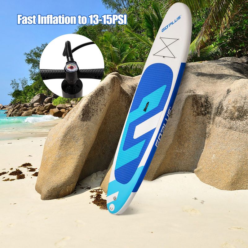 Costway 11ft Inflatable Stand Up Paddle Board 6'' Thick W/Backpack Leash Aluminum Paddle, 2 of 13