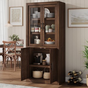 Garvee Tall Kitchen Pantry, Wood Pantry Storage Cabinet with 4 Doors & Adjustable Shelves, Farmhouse Freestanding Pantry Cupboard for Dining - 1 of 4