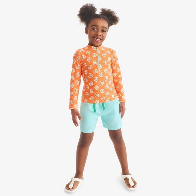 Primary Kids Long Sleeve Half-Zip Rash Guard In Cutout Suns In Cantaloupe Cutout Suns Size 6-7 — фото 3