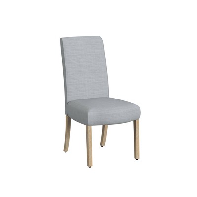 Light Gray Upholstered Parsons Side Chair with Wood Legs, Set of 2