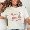 S.W.Smiley Pink Flowers Outline - Women's Short Sleeve Graphic T-Shirt - 3 of 4
