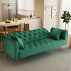 71" Velvet Convertible Sofa Bed,Retro Modern Tufted Loveseat with Adjustable Backrest for Small Living Room,Bedroom-Baofuwish - 2 of 4