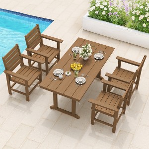 Arceso Outdoor Dining Set with Umbrella Hole, HDPS Patio Furniture - 1 of 4