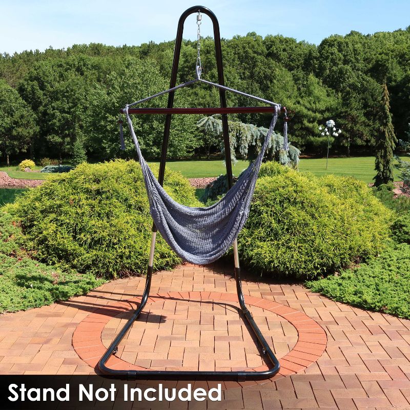 Sunnydaze Modern Boho-Style Soft-Spun Polyester Rope Hanging Caribbean XL Hammock Chair for Yard, Balcony, and Garden, 5 of 9